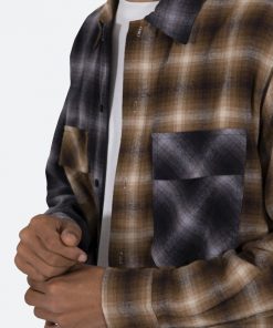 Mnml Tops Mismatch Flannel Shirt - Brown/Grey 15 Mnml Tops Mismatch Flannel Shirt - Brown/Grey