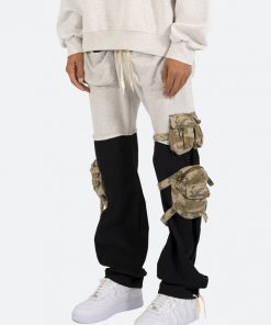 Mnml Bottoms Mixed Material Cargo Pants - Black/Grey 10 Mnml Bottoms Mixed Material Cargo Pants - Black/Grey