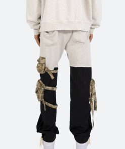 Mnml Bottoms Mixed Material Cargo Pants - Black/Grey 12 Mnml Bottoms Mixed Material Cargo Pants - Black/Grey