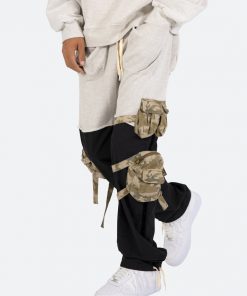 Mnml Bottoms Mixed Material Cargo Pants - Black/Grey 13 Mnml Bottoms Mixed Material Cargo Pants - Black/Grey