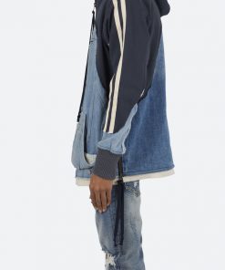 Mnml Mixed Material Pullover - Blue/White