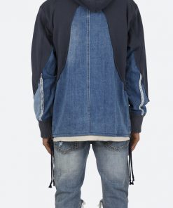 Mnml Mixed Material Pullover - Blue/White