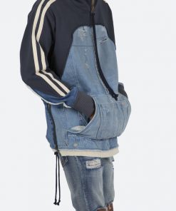 Mnml Mixed Material Pullover - Blue/White