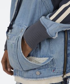 Mnml Mixed Material Pullover - Blue/White