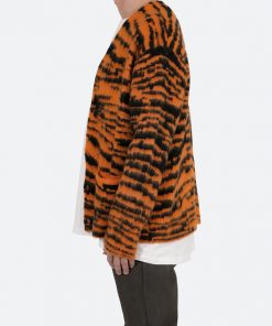 Mnml Mohair Zebra Cardigan Sweater - Orange/Black 11 Mnml Mohair Zebra Cardigan Sweater - Orange/Black