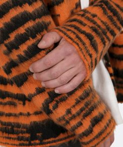 Mnml Mohair Zebra Cardigan Sweater - Orange/Black 13 Mnml Mohair Zebra Cardigan Sweater - Orange/Black