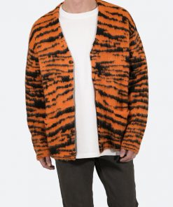 Mnml Mohair Zebra Cardigan Sweater - Orange/Black 14 Mnml Mohair Zebra Cardigan Sweater - Orange/Black