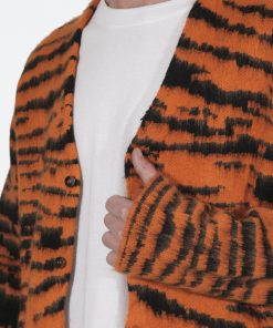 Mnml Mohair Zebra Cardigan Sweater - Orange/Black 15 Mnml Mohair Zebra Cardigan Sweater - Orange/Black