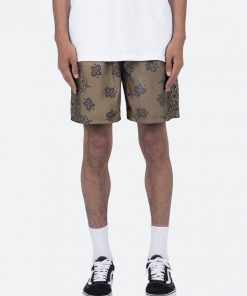 Mnml Nylon Paisley Shorts - Brown Bottoms