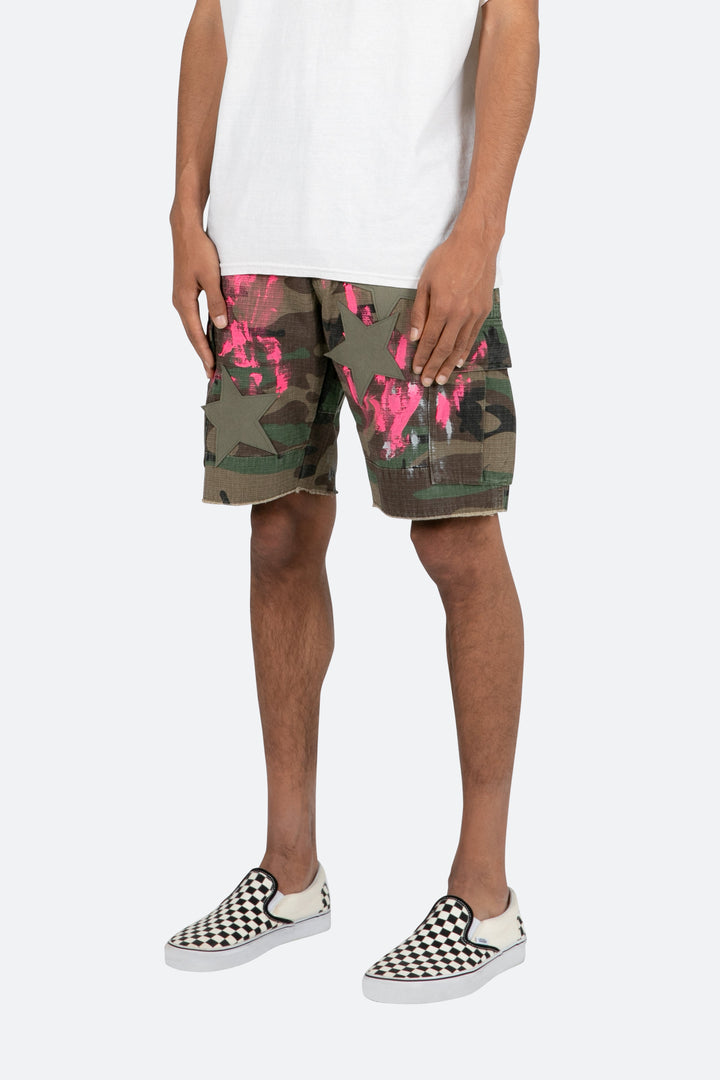 Mnml Painted Cargo Shorts - Camo 3 Mnml Painted Cargo Shorts - Camo