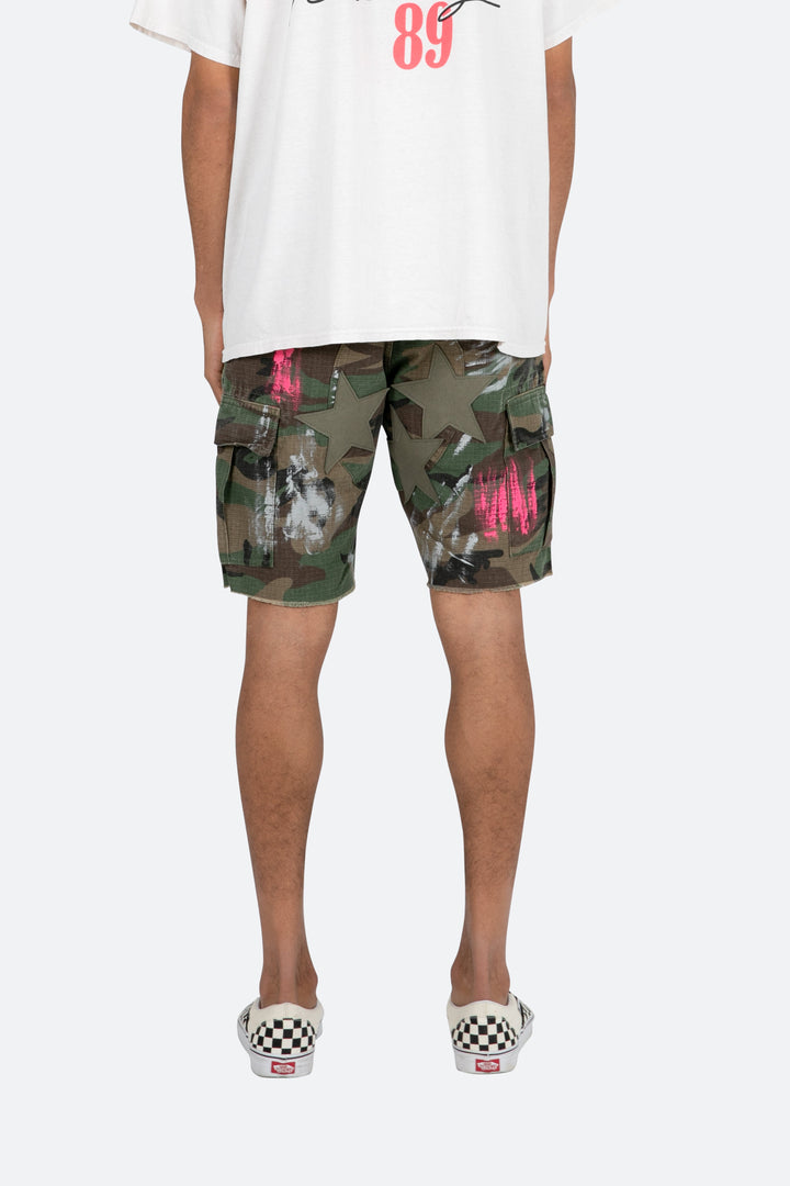 Mnml Painted Cargo Shorts - Camo 5 Mnml Painted Cargo Shorts - Camo