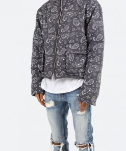 Mnml Outerwear Paisley Cropped Puffer - Black