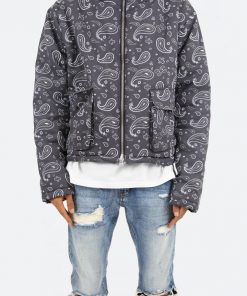 Mnml Outerwear Paisley Cropped Puffer - Black