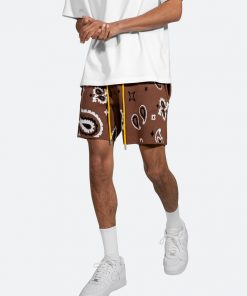 Mnml Bottoms Paisley Knit Shorts - Brown 14 Mnml Bottoms Paisley Knit Shorts - Brown