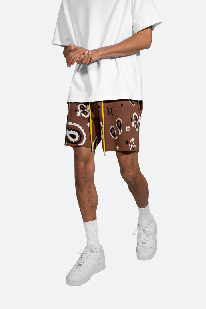 Mnml Bottoms Paisley Knit Shorts - Brown 7 Mnml Bottoms Paisley Knit Shorts - Brown