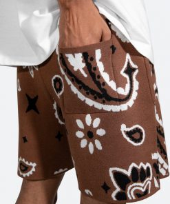 Mnml Bottoms Paisley Knit Shorts - Brown 15 Mnml Bottoms Paisley Knit Shorts - Brown