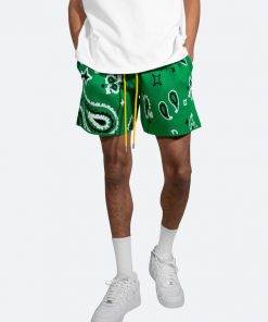 Mnml Paisley Knit Shorts - Green Bottoms