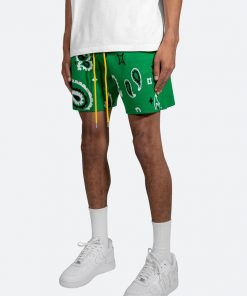 Mnml Paisley Knit Shorts - Green Bottoms