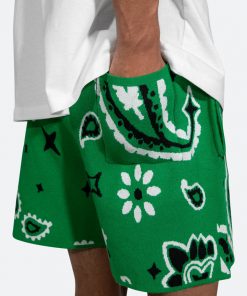 Mnml Paisley Knit Shorts - Green Bottoms