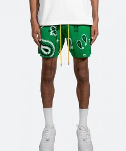 Mnml Paisley Knit Shorts - Green Bottoms