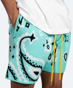 Mnml Paisley Knit Shorts - Teal Bottoms