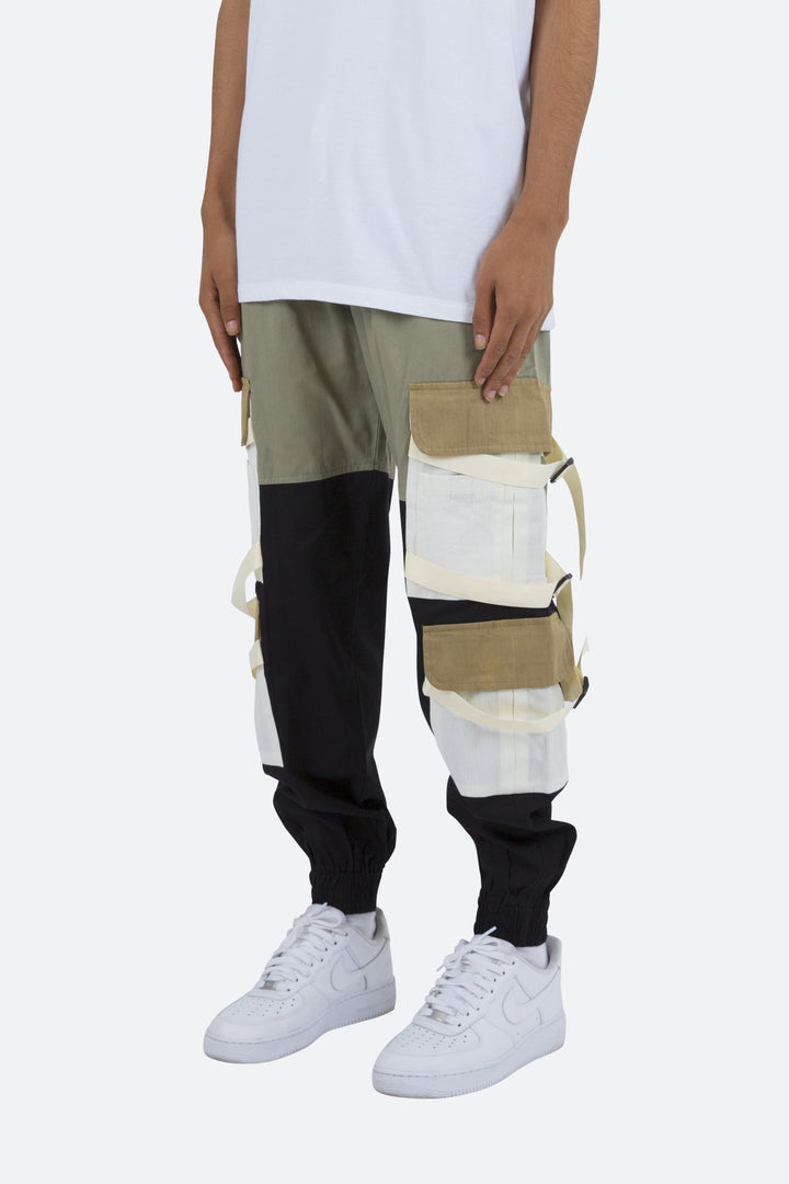 Mnml Paneled Strap Cargo Pants - Green/Black 3 Mnml Paneled Strap Cargo Pants - Green/Black
