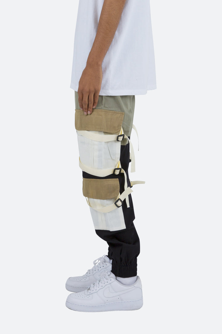 Mnml Paneled Strap Cargo Pants - Green/Black 4 Mnml Paneled Strap Cargo Pants - Green/Black