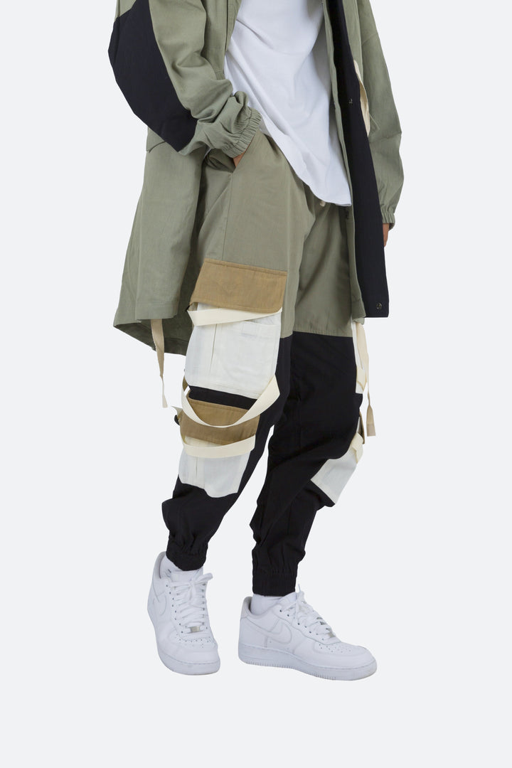 Mnml Paneled Strap Cargo Pants - Green/Black 6 Mnml Paneled Strap Cargo Pants - Green/Black
