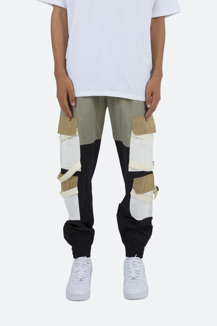 Mnml Paneled Strap Cargo Pants - Green/Black 1 Mnml Paneled Strap Cargo Pants - Green/Black