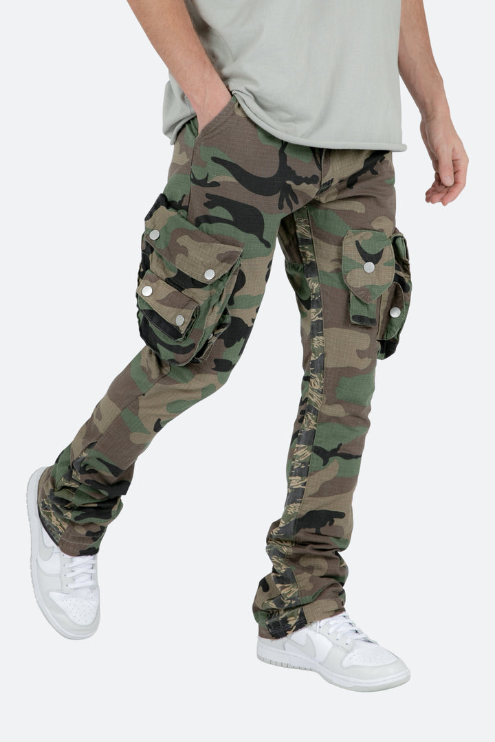 Mnml Patch Pocket Flare Cargo Pants - Camo 2 Mnml Patch Pocket Flare Cargo Pants - Camo