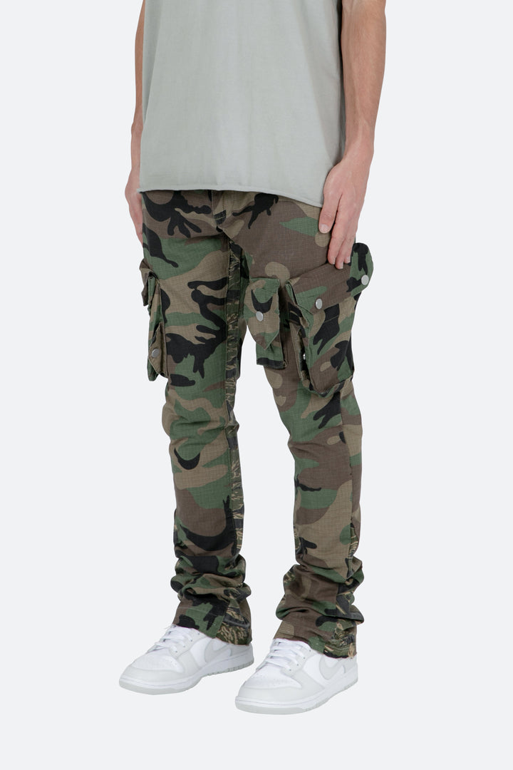 Mnml Patch Pocket Flare Cargo Pants - Camo 3 Mnml Patch Pocket Flare Cargo Pants - Camo