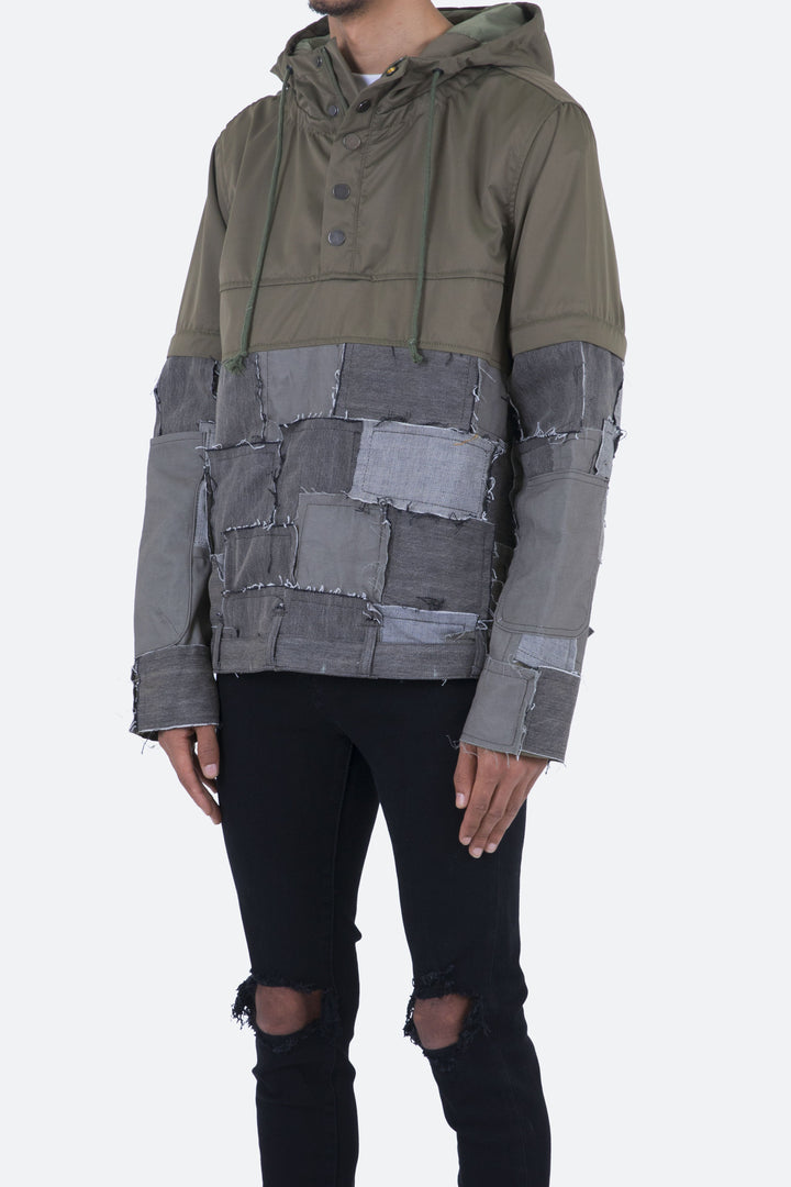 Mnml Patchwork Anorak Jacket - Olive Outerwear 4 Mnml Patchwork Anorak Jacket - Olive Outerwear