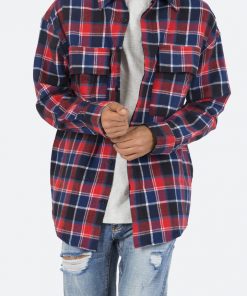 Mnml Plaid Cargo Shirt - Blue/Red