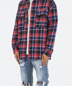 Mnml Plaid Cargo Shirt - Blue/Red