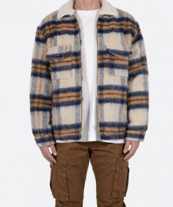 Mnml Plaid Mohair Jacket - Blue/White/Orange Outerwear
