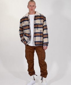 Mnml Plaid Mohair Jacket - Blue/White/Orange Outerwear 11 Mnml Plaid Mohair Jacket - Blue/White/Orange Outerwear