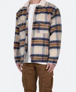Mnml Plaid Mohair Jacket - Blue/White/Orange Outerwear 12 Mnml Plaid Mohair Jacket - Blue/White/Orange Outerwear