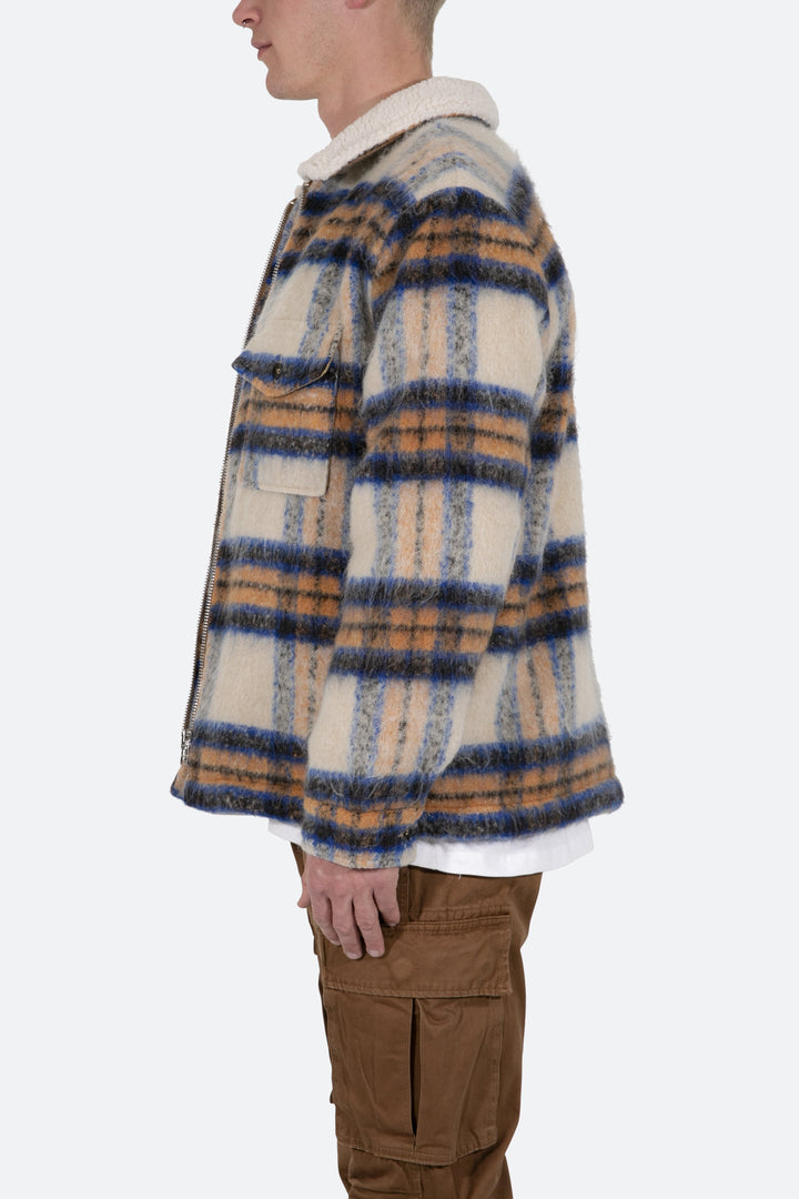 Mnml Plaid Mohair Jacket - Blue/White/Orange Outerwear 5 Mnml Plaid Mohair Jacket - Blue/White/Orange Outerwear