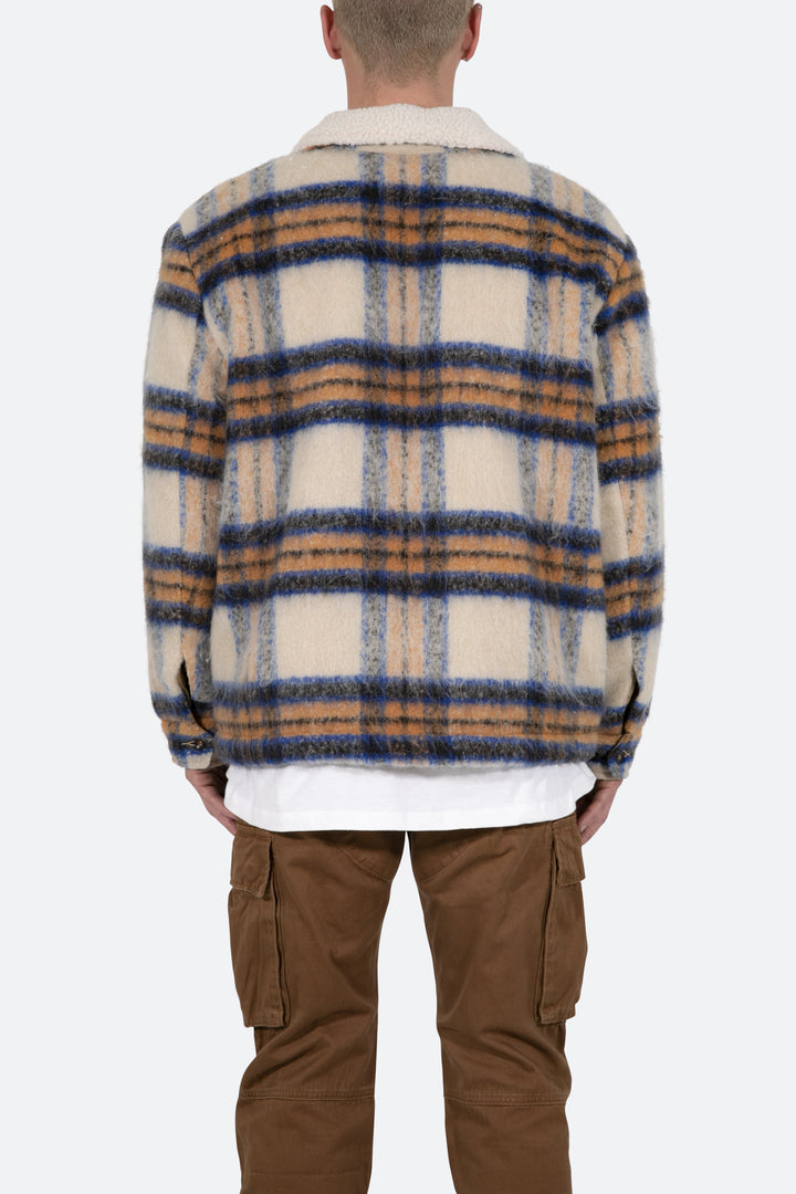 Mnml Plaid Mohair Jacket - Blue/White/Orange Outerwear 6 Mnml Plaid Mohair Jacket - Blue/White/Orange Outerwear