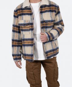 Mnml Plaid Mohair Jacket - Blue/White/Orange Outerwear 15 Mnml Plaid Mohair Jacket - Blue/White/Orange Outerwear