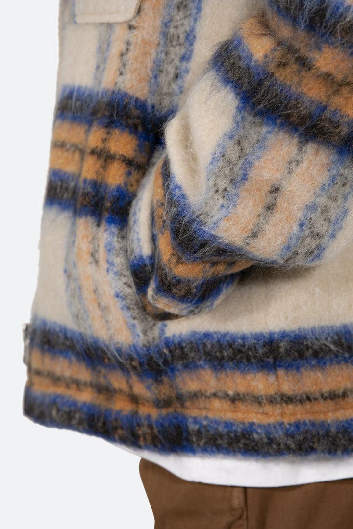 Mnml Plaid Mohair Jacket - Blue/White/Orange Outerwear 9 Mnml Plaid Mohair Jacket - Blue/White/Orange Outerwear