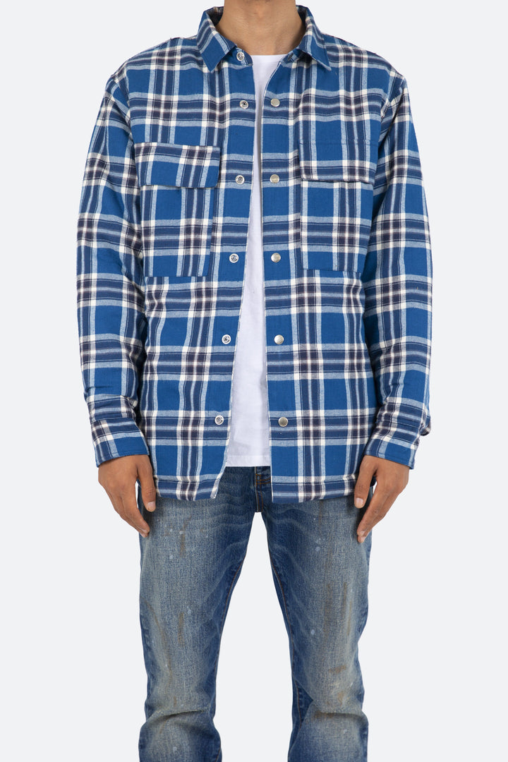 Mnml Plaid Work Jacket - Blue/White 2 Mnml Plaid Work Jacket - Blue/White