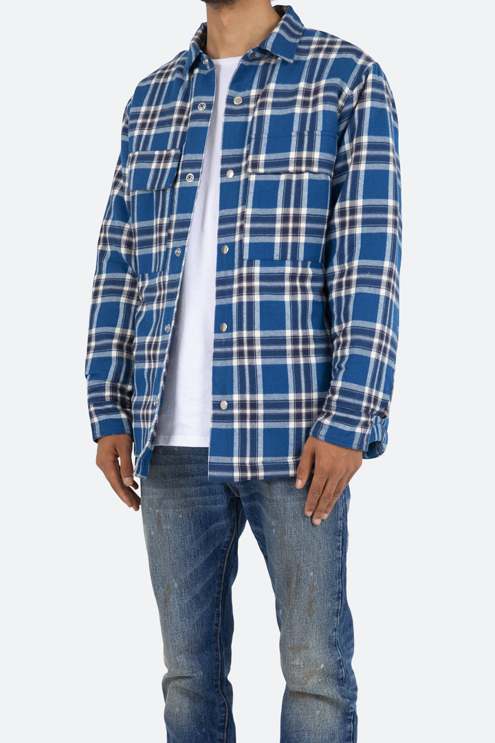 Mnml Plaid Work Jacket - Blue/White 3 Mnml Plaid Work Jacket - Blue/White