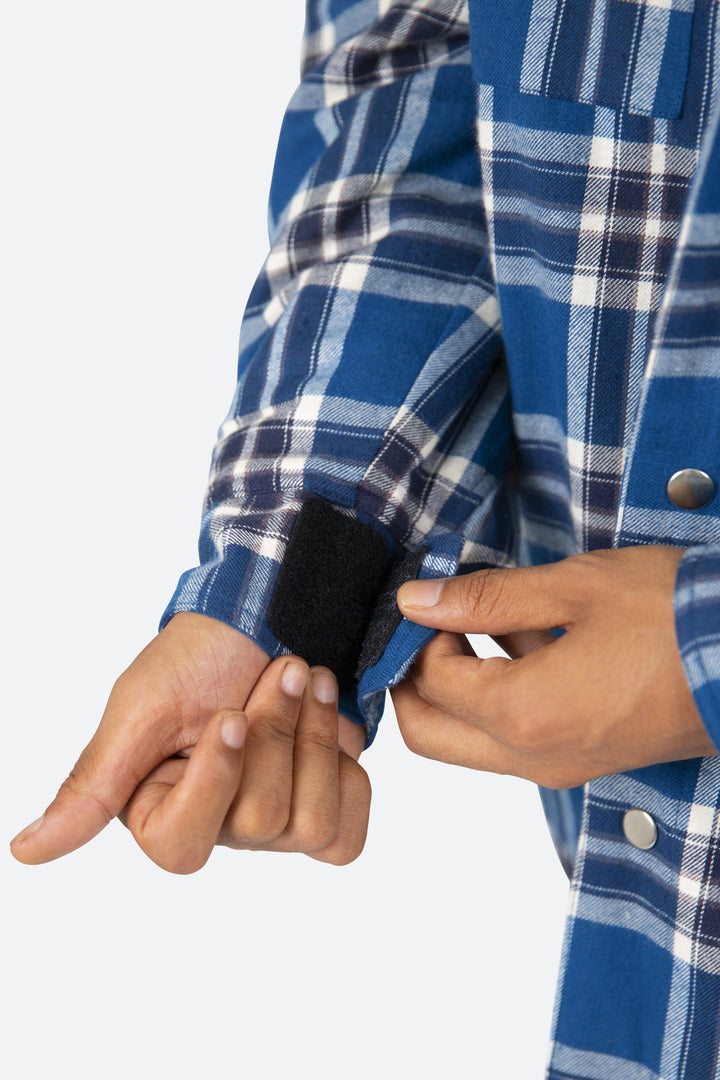 Mnml Plaid Work Jacket - Blue/White 6 Mnml Plaid Work Jacket - Blue/White