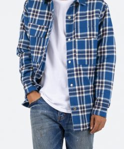 Mnml Plaid Work Jacket - Blue/White 15 Mnml Plaid Work Jacket - Blue/White