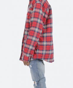 Mnml Plaid Work Jacket - Red/Blue Outerwear