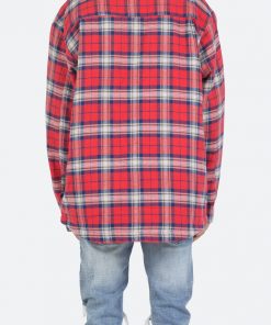 Mnml Plaid Work Jacket - Red/Blue Outerwear