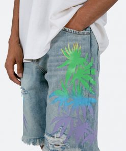 Mnml R468 Palm Denim Shorts - Light Blue