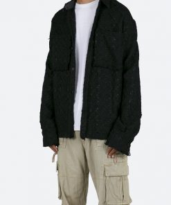 Mnml Raw Edge Flannel - Black
