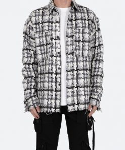 Mnml Raw Edge Flannel - Grey/White